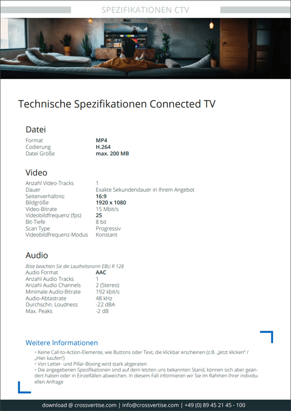 Technische Spezifikationen Connected TV