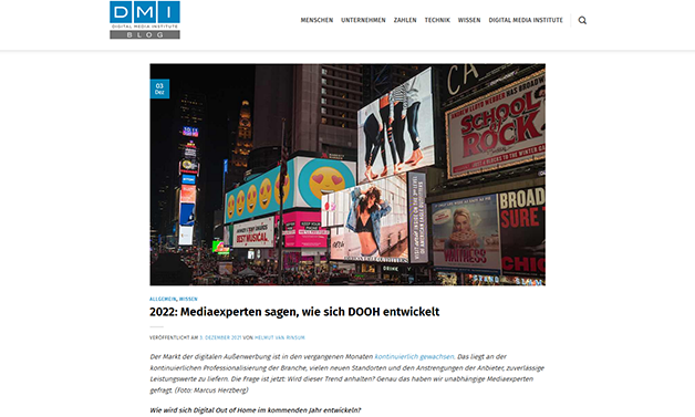 Das Bild für DMI-Blog: So entwickelt sich Digital Out of Home 2022