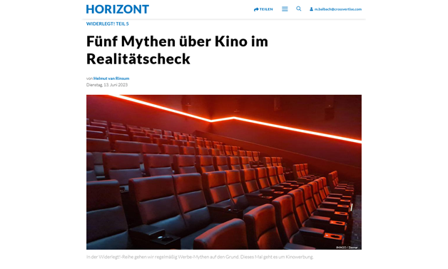 Das Bild für HORIZONT: Fünf Mythen über Kino im Realitätscheck