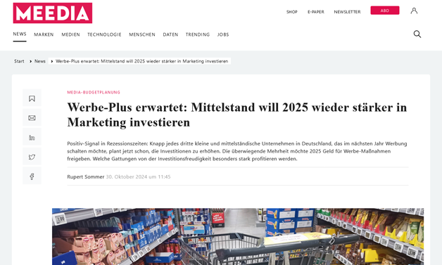 Das Bild für MEEDIA: Werbe-Plus im Mittelstand für 2025 erwartet